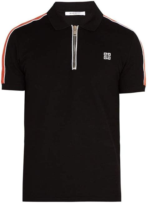 givenchy men's black cuban half-zip polo|Zipped polo shirt in cotton .